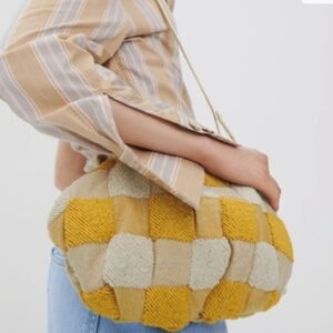 Zara Yellow and Cream Checkered Bag